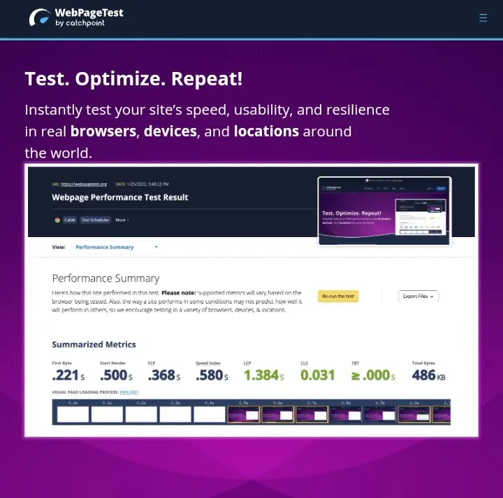 webpage test - Test your website theme