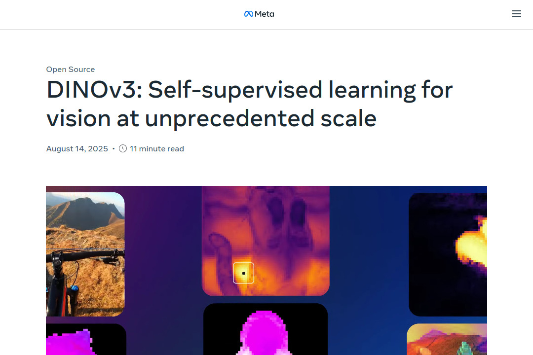 DINOv3 &mdash; screenshot of ai.meta.com