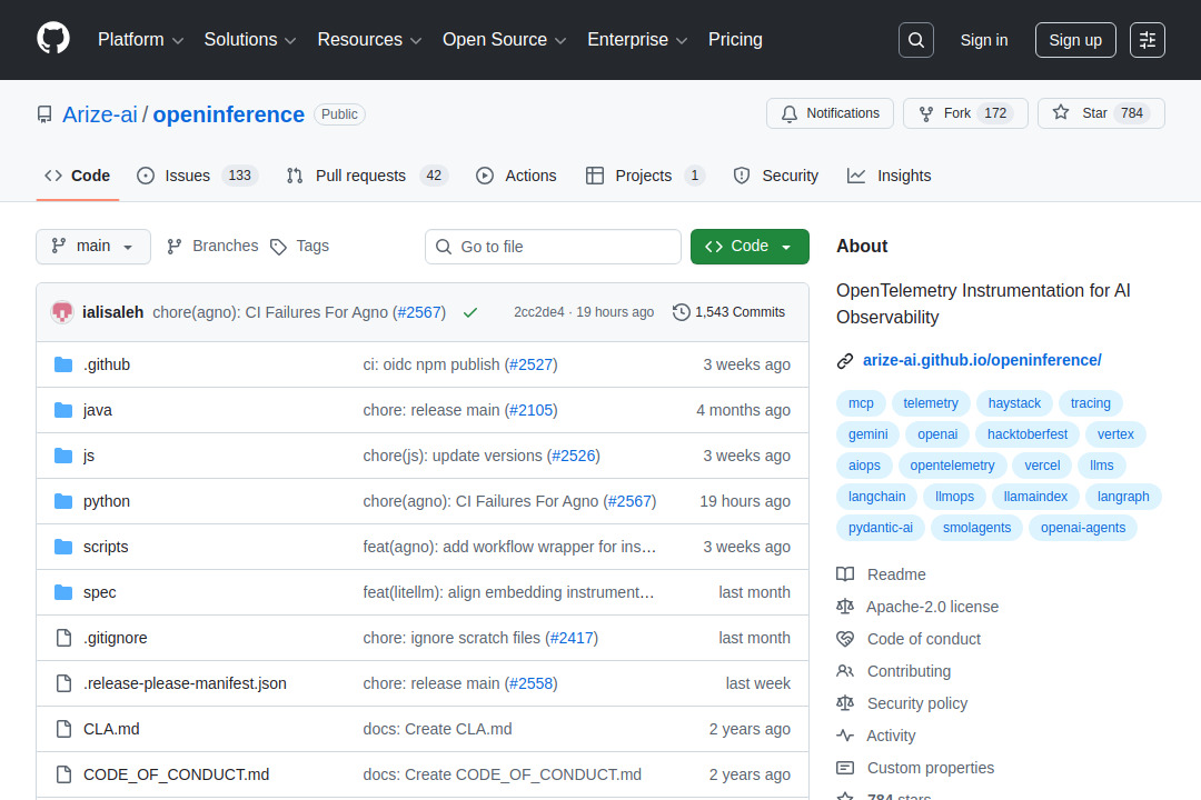 openinference &mdash; screenshot of github.com