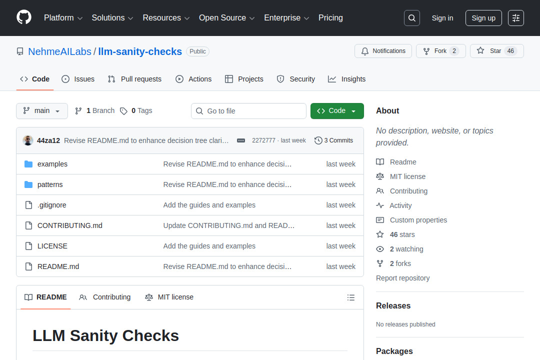 llm-sanity-checks &mdash; screenshot of github.com