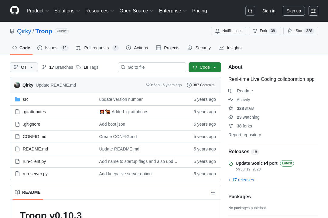 Qirky/Troop: Real-time Live Coding collaboration app
