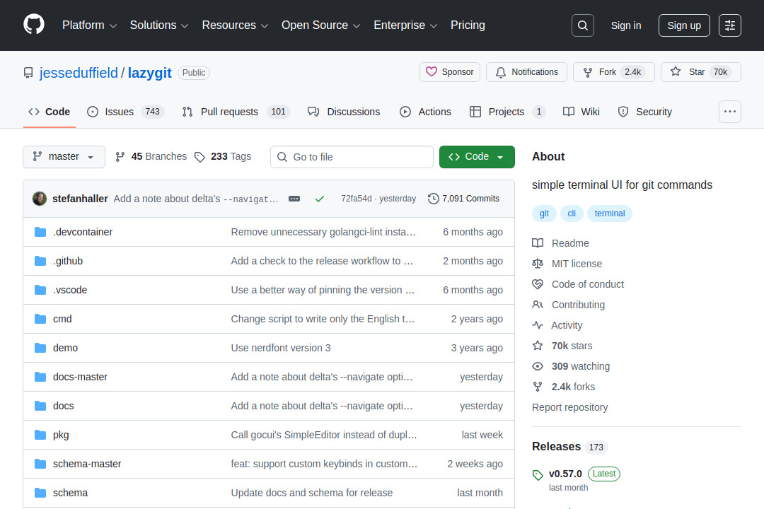 lazygit &mdash; screenshot of github.com