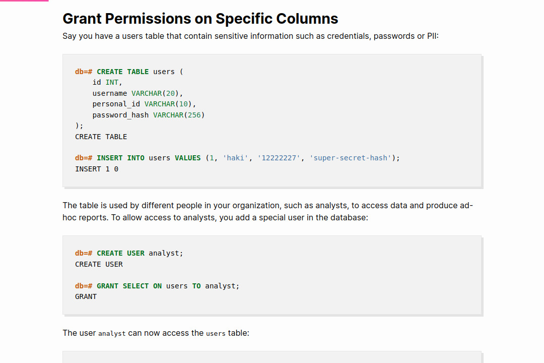 Less known PostgreSQL features &mdash; screenshot of hakibenita.com
