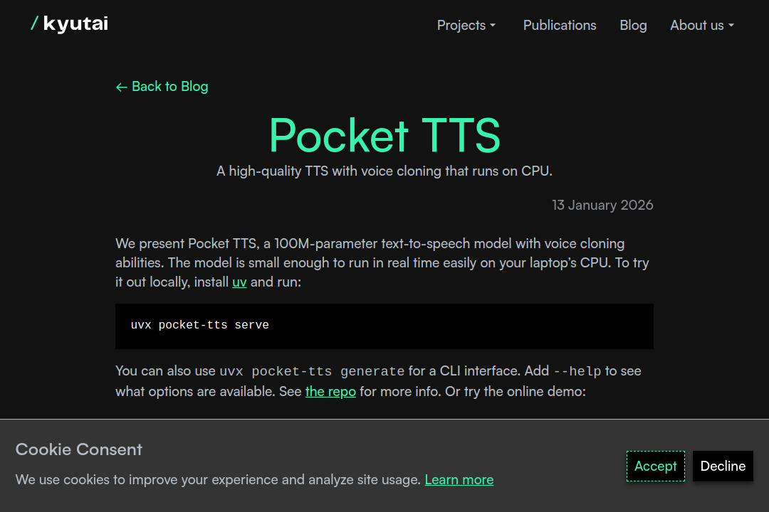Pocket TTS &mdash; screenshot of kyutai.org