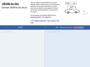Convert json to go struct