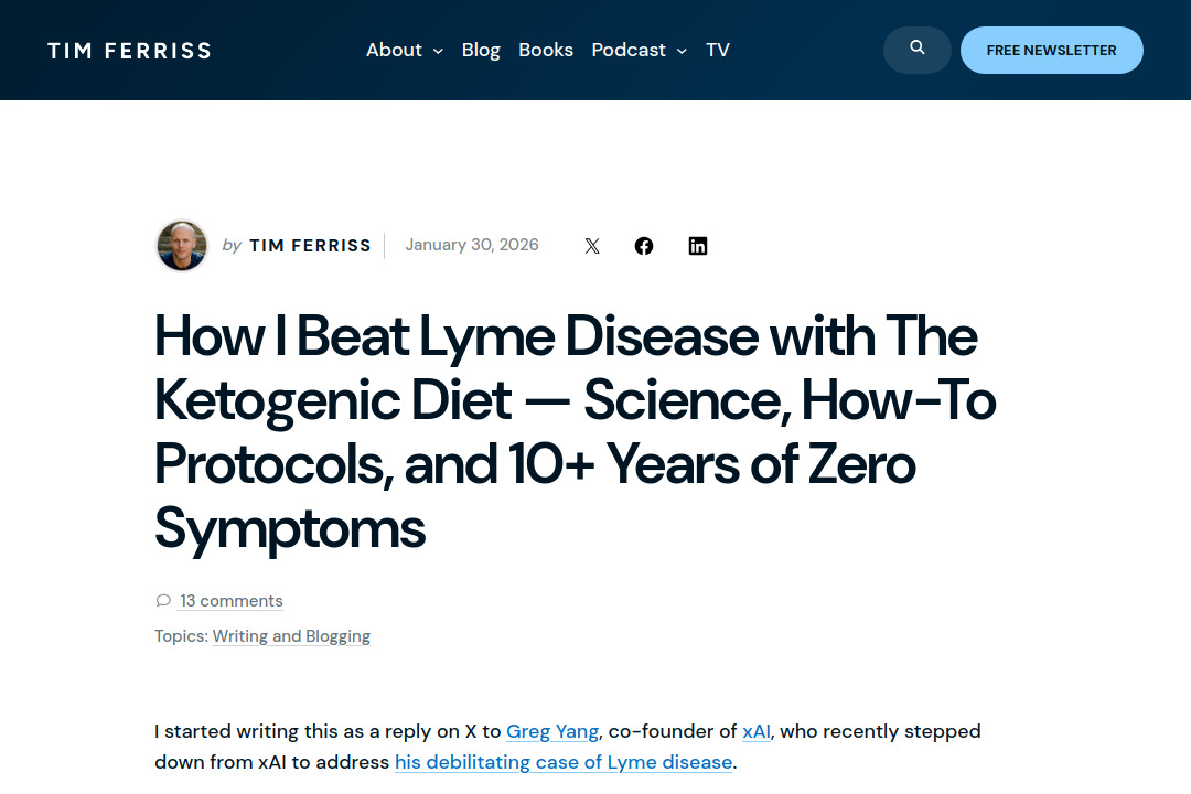 Lyme Disease Keto Diet &mdash; screenshot of tim.blog