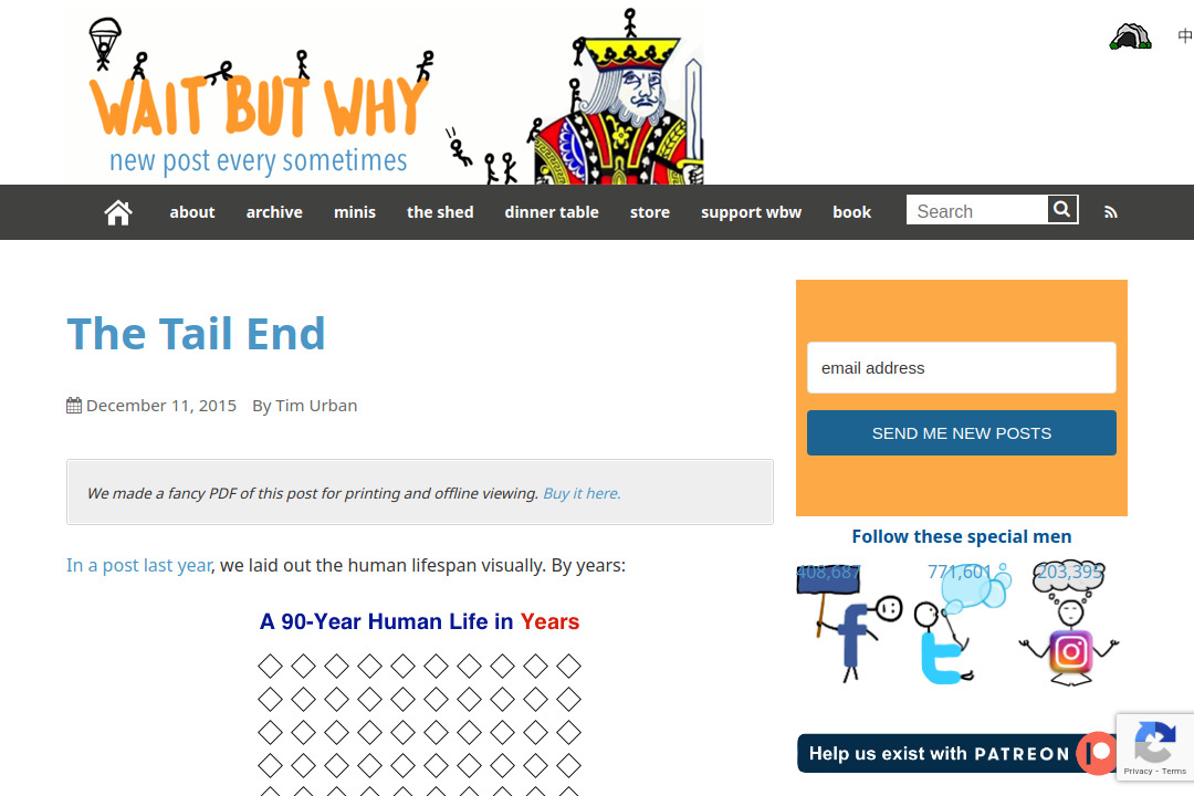 The Tail end &mdash; screenshot of waitbutwhy.com