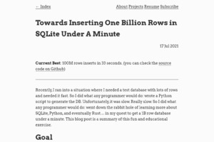 How to insert 100M rows into sqlite in 33 seconds
