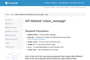 ClearTalk Anti-Spam filter API