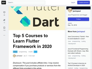 Top 5 courses to learn flutter