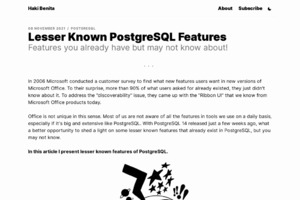 Less known PostgreSQL features